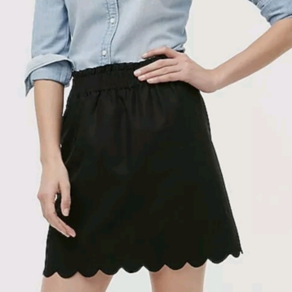 J.crew Women's Scalloped linen-cotton skirt, Size 2